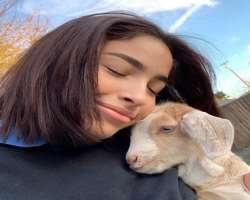 Sayed is an animal lover and it seems that animals also love her company.